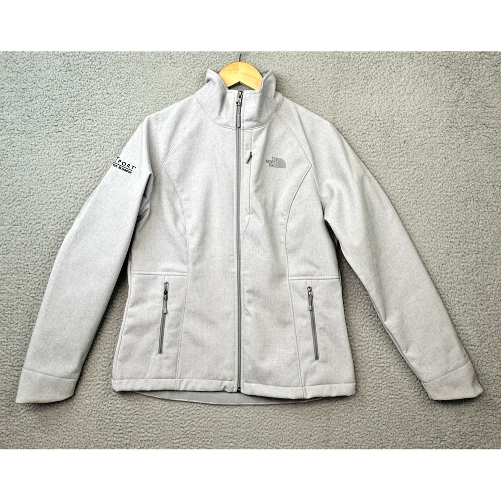 The North Face Apex Barrier Soft Shell Jacket Women Large Grey Corp Logo NWOT